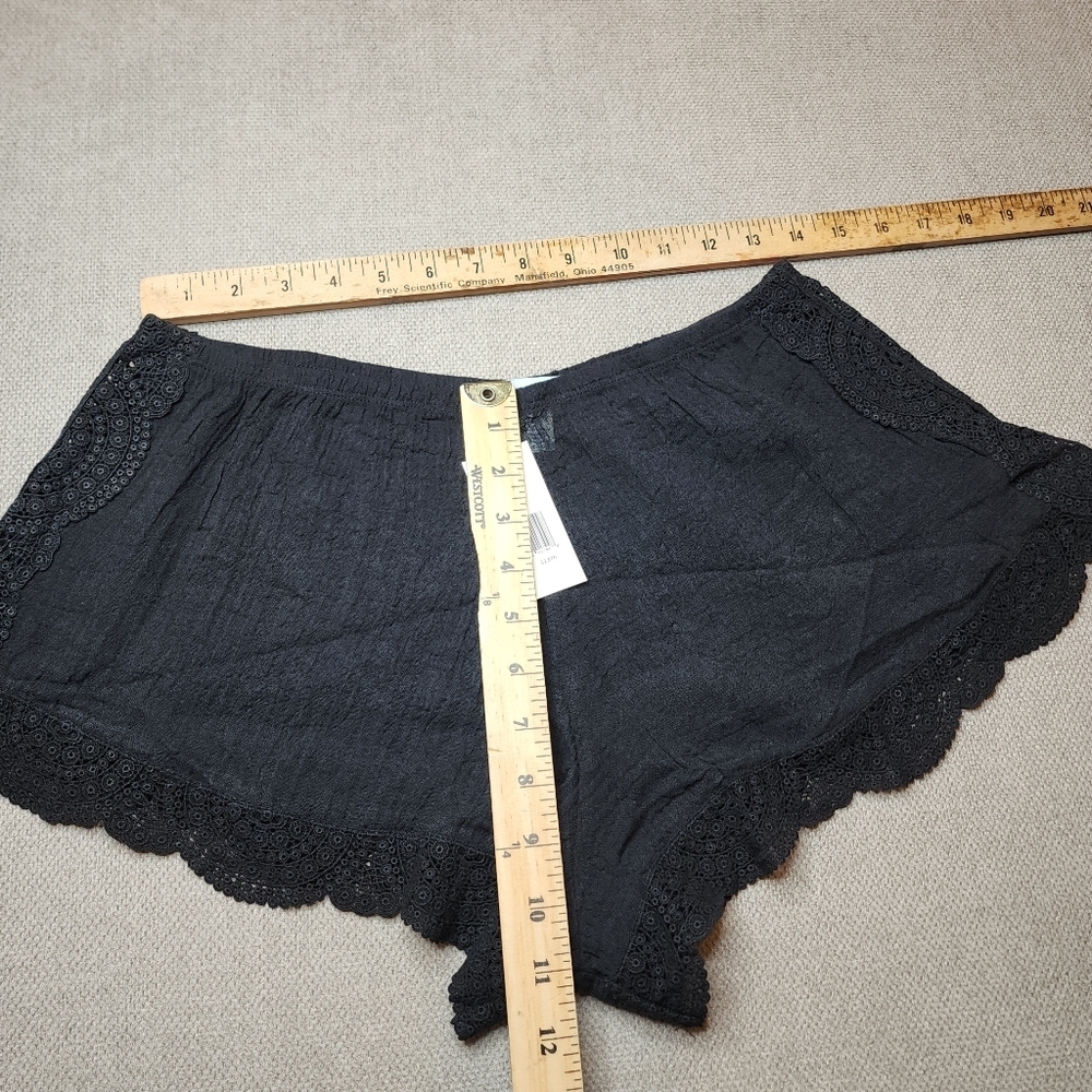 NWT Eberjey Crochet Trim Black Frankie Sol‎ Shorts Coverup Lingerie Cotton M/L - Picture 9 of 12